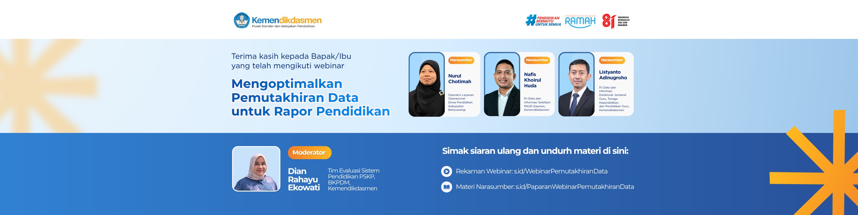 Tonton Ulang Webinar Pemutakhiran Data Rapor
